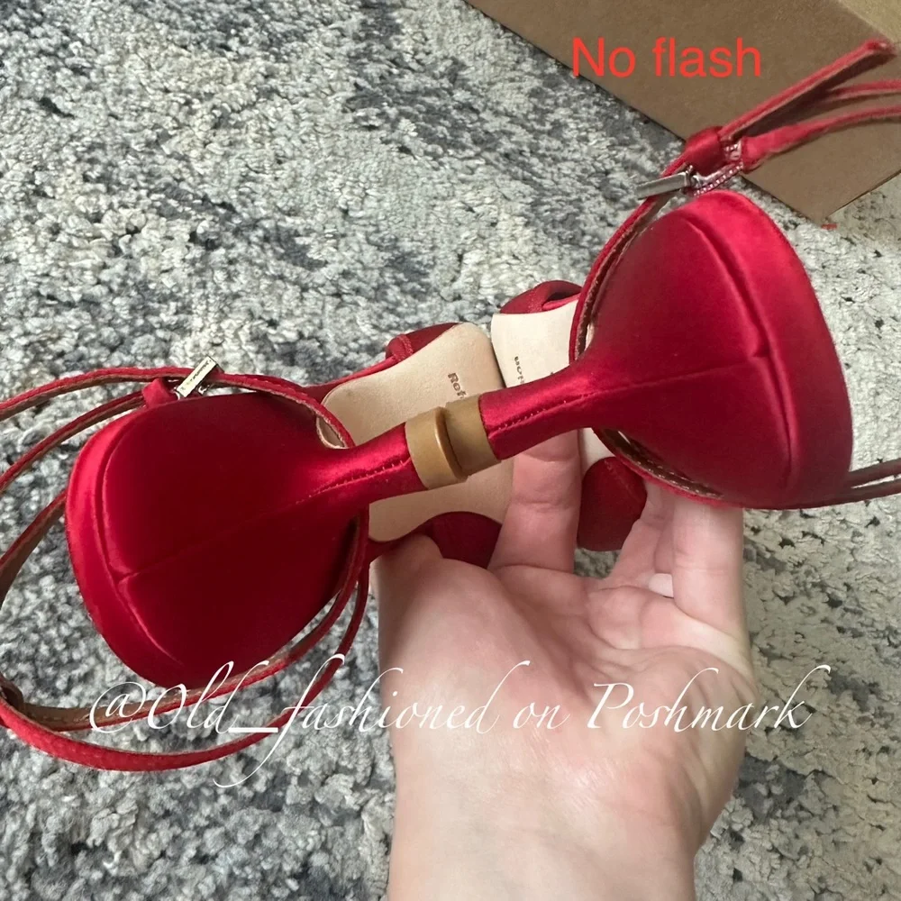 REFORMATION Wade Kitten Heel Pumps - Lipstick Satin - Picture 15 of 16